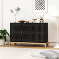 3-Door Sideboard Buffet Cabinet with Gold Handles and Adjustable Shelves, Black