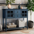 Farmhouse Sideboard Console Table with Glass Cabinet Doors and Drawers 42 in.
