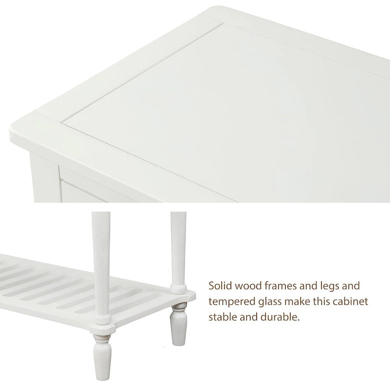 Farmhouse Sideboard Console Table with Glass Cabinet Doors and Drawers 42 in.
