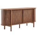 63-Inch Mid-Century Modern Sideboard with Curved Edges and Fluted Details, Walnut
