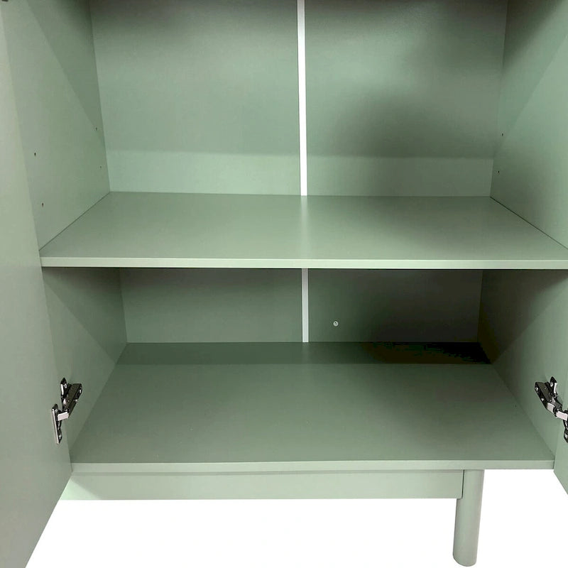Mint Green 4 Door Sideboard Cabinet with Intaglio Detail Adjustable Shelf 59 in.