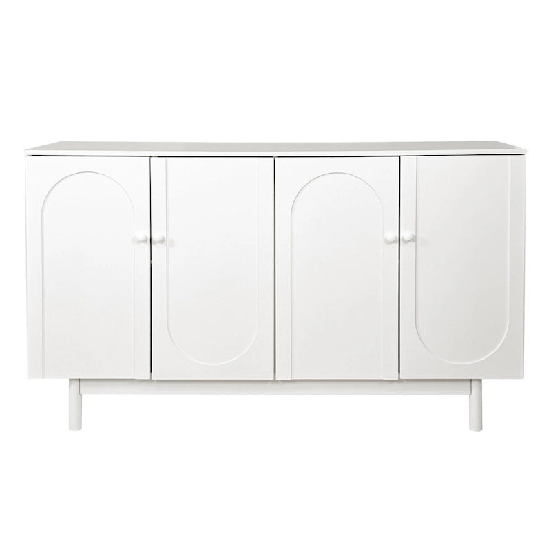 Mint Green 4 Door Sideboard Cabinet with Intaglio Detail Adjustable Shelf 59 in.