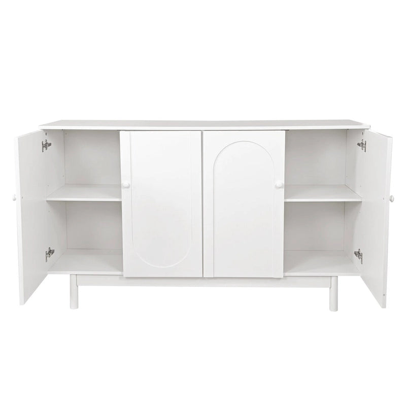 Mint Green 4 Door Sideboard Cabinet with Intaglio Detail Adjustable Shelf 59 in.