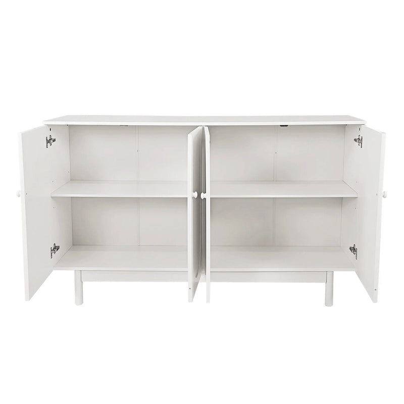 Mint Green 4 Door Sideboard Cabinet with Intaglio Detail Adjustable Shelf 59 in.
