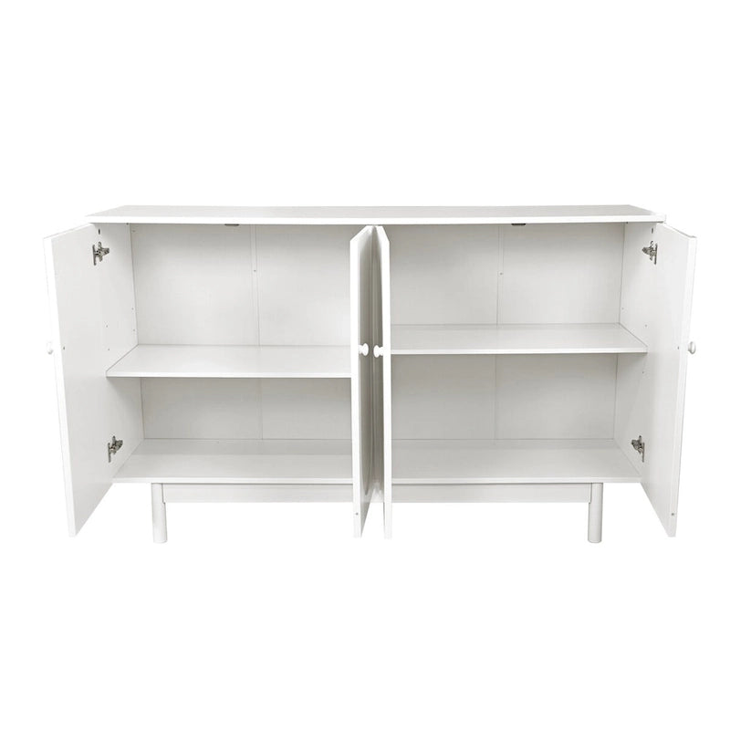 Mint Green 4 Door Sideboard Cabinet with Intaglio Detail Adjustable Shelf 59 in.