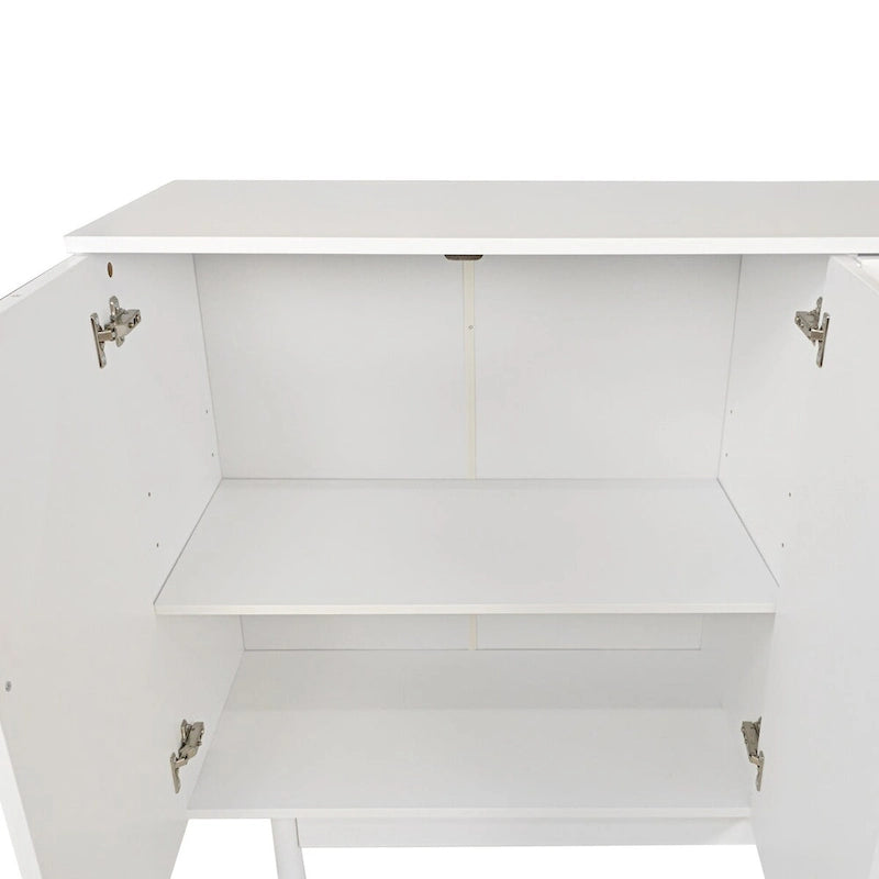 Mint Green 4 Door Sideboard Cabinet with Intaglio Detail Adjustable Shelf 59 in.