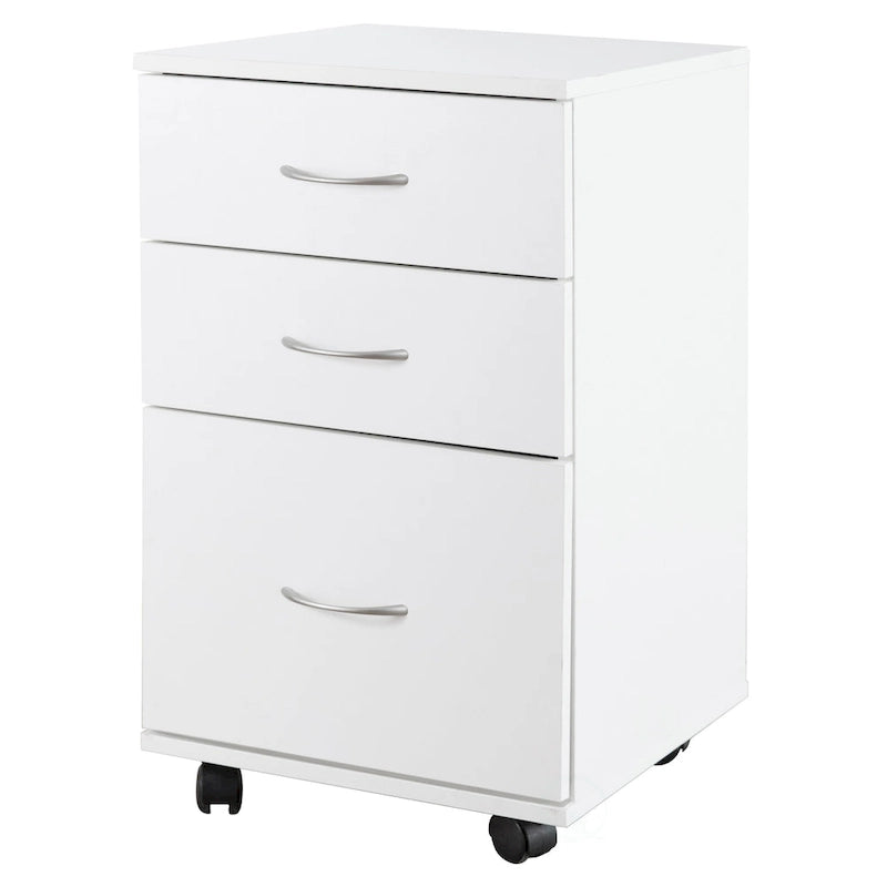 3 Drawer Mobile File Cabinet on Casters with Printer Shelf Fits Under Desk