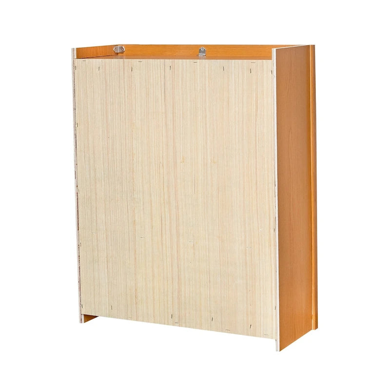 Raised Panel Bathroom Wall Cabinet with 2 Doors and Open Shelf, Natural Birch
