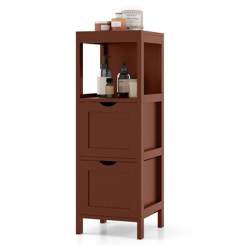 Freestanding Bathroom Storage Cabinet with 2 Removable Drawers and Open Shelf