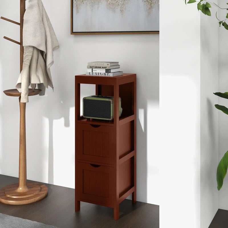 Freestanding Bathroom Storage Cabinet with 2 Removable Drawers and Open Shelf