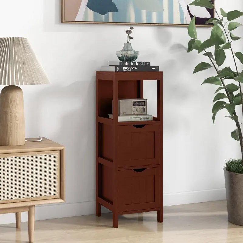Freestanding Bathroom Storage Cabinet with 2 Removable Drawers and Open Shelf