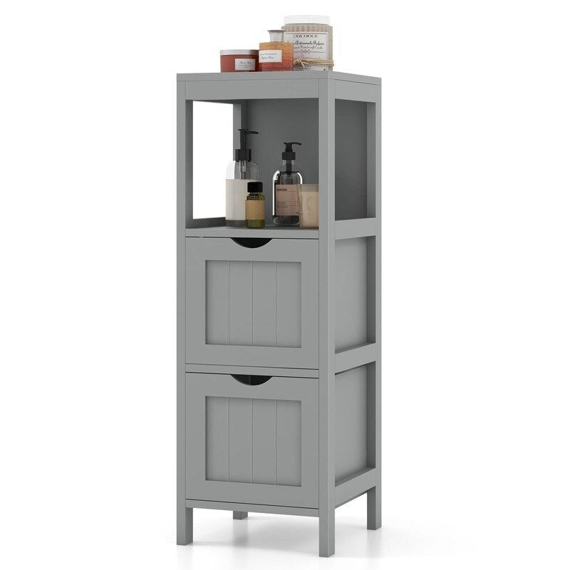 Freestanding Bathroom Storage Cabinet with 2 Removable Drawers and Open Shelf