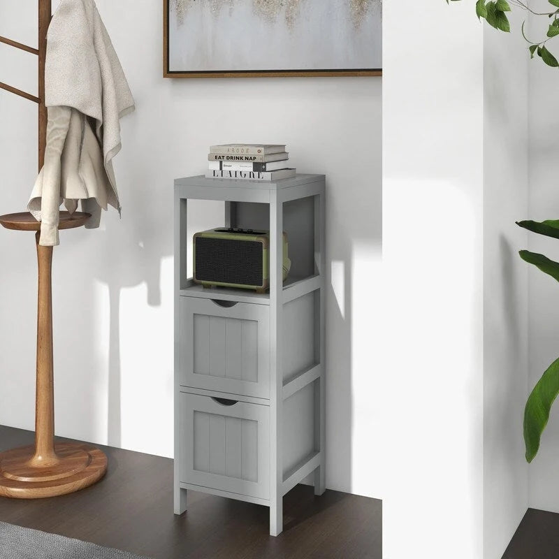 Freestanding Bathroom Storage Cabinet with 2 Removable Drawers and Open Shelf
