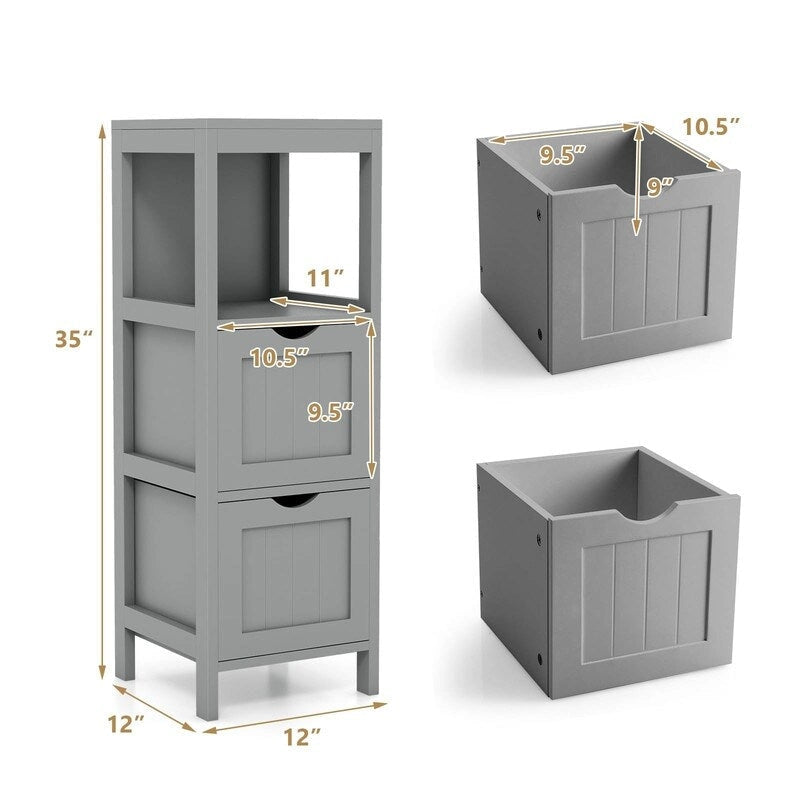 Freestanding Bathroom Storage Cabinet with 2 Removable Drawers and Open Shelf