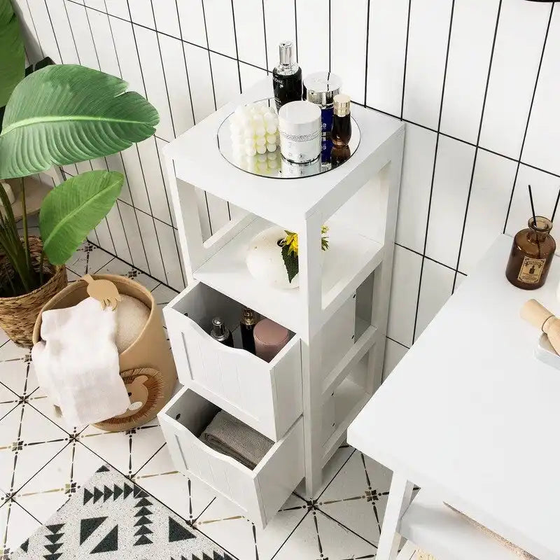 Freestanding Bathroom Storage Cabinet with 2 Removable Drawers and Open Shelf