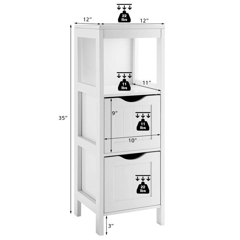 Freestanding Bathroom Storage Cabinet with 2 Removable Drawers and Open Shelf