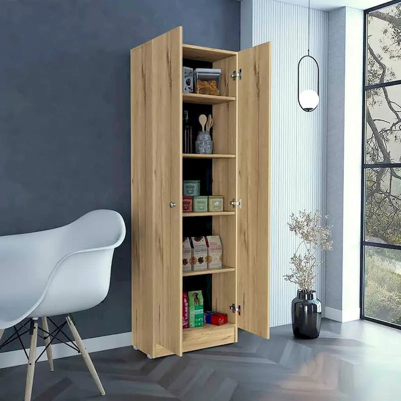 Freestanding Linen Cabinet with 2 Doors and 5 Shelves 23.6W x 71.1H in.