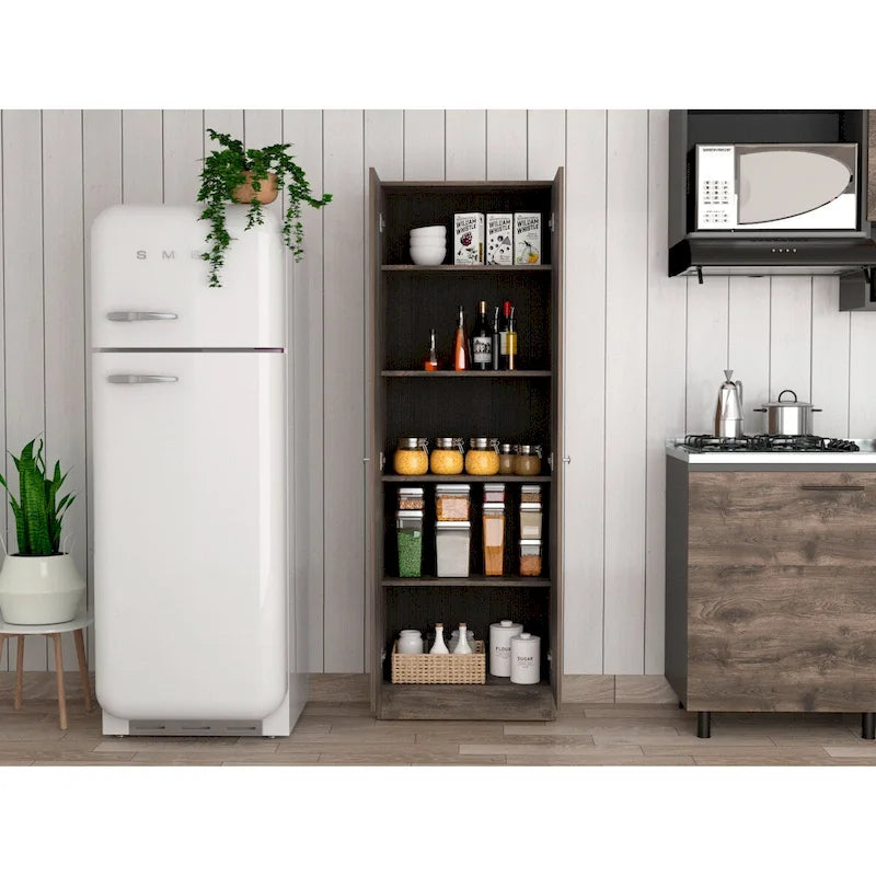 Freestanding Linen Cabinet with 2 Doors and 5 Shelves 23.6W x 71.1H in.