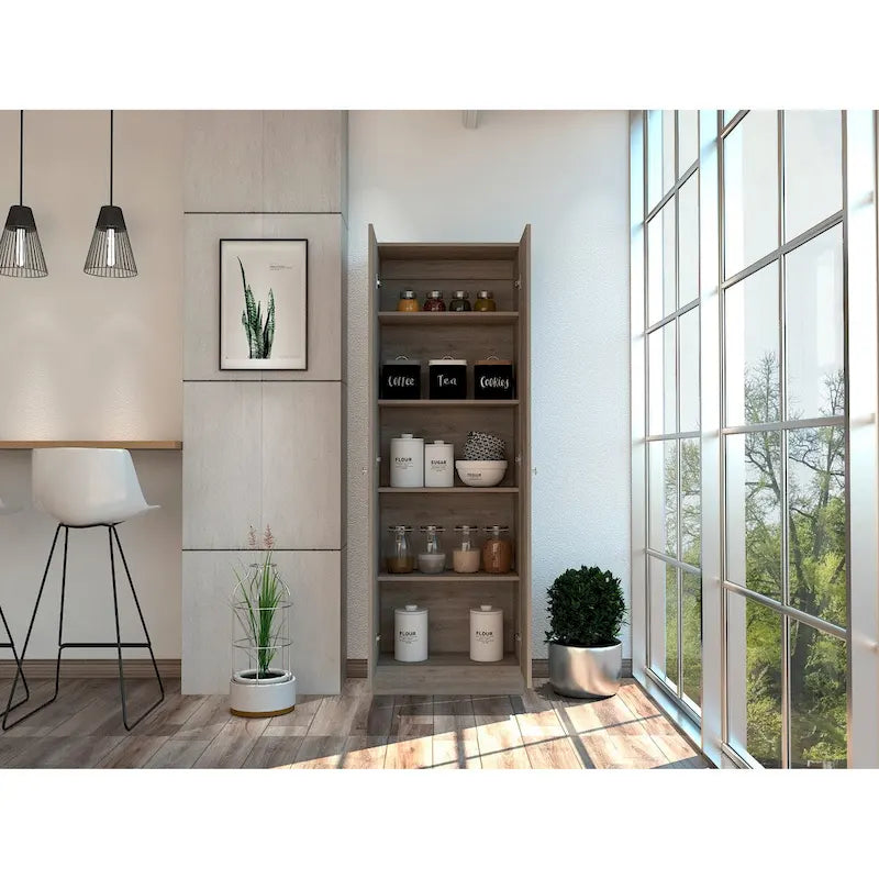 Freestanding Linen Cabinet with 2 Doors and 5 Shelves 23.6W x 71.1H in.