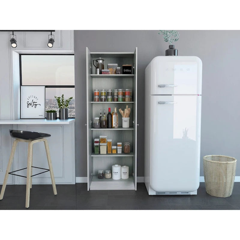 Freestanding Linen Cabinet with 2 Doors and 5 Shelves 23.6W x 71.1H in.