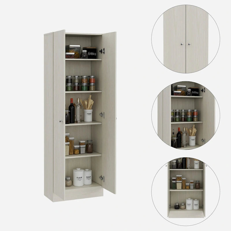 Freestanding Linen Cabinet with 2 Doors and 5 Shelves 23.6W x 71.1H in.