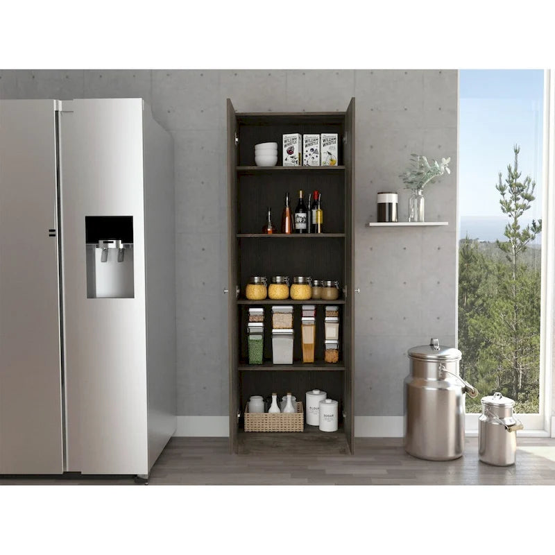 Freestanding Linen Cabinet with 2 Doors and 5 Shelves 23.6W x 71.1H in.
