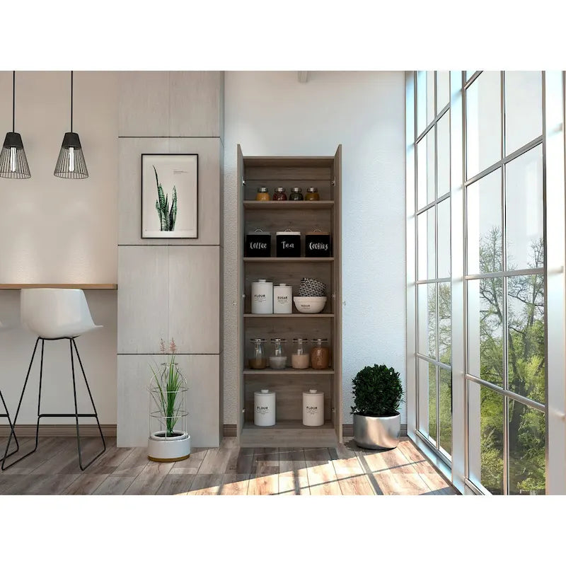 Freestanding Linen Cabinet with 2 Doors and 5 Shelves 23.6W x 71.1H in.