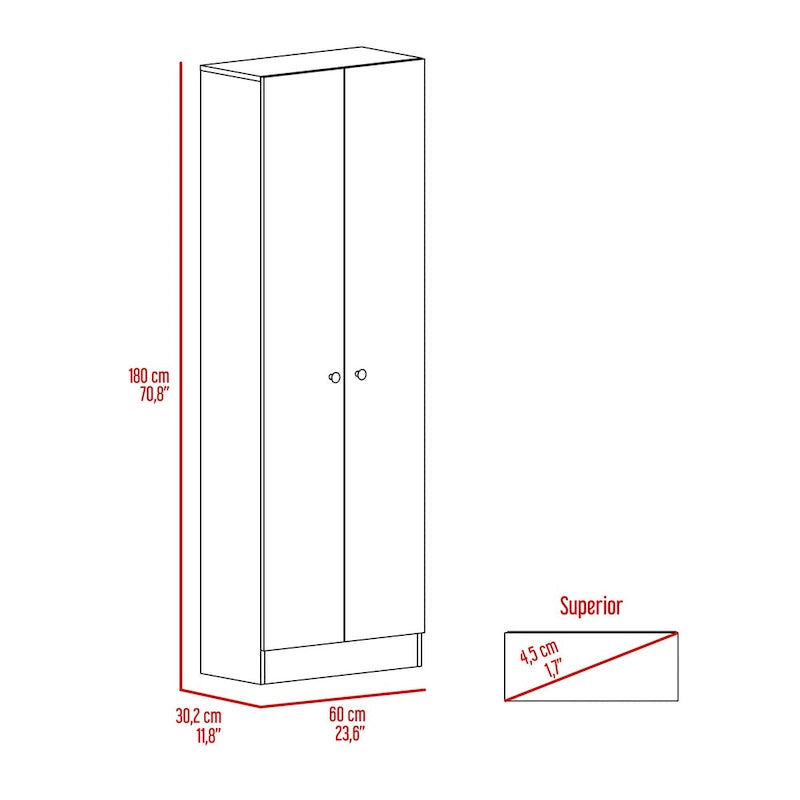 Freestanding Linen Cabinet with 2 Doors and 5 Shelves 23.6W x 71.1H in.
