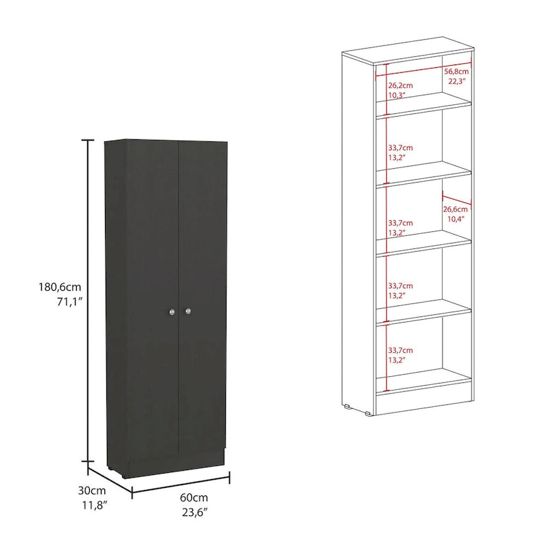 Freestanding Linen Cabinet with 2 Doors and 5 Shelves 23.6W x 71.1H in.