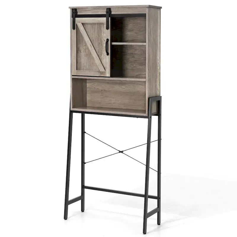 Over Toilet Storage Cabinet with Sliding Barn Door and Adjustable Shelves 66.93 in.