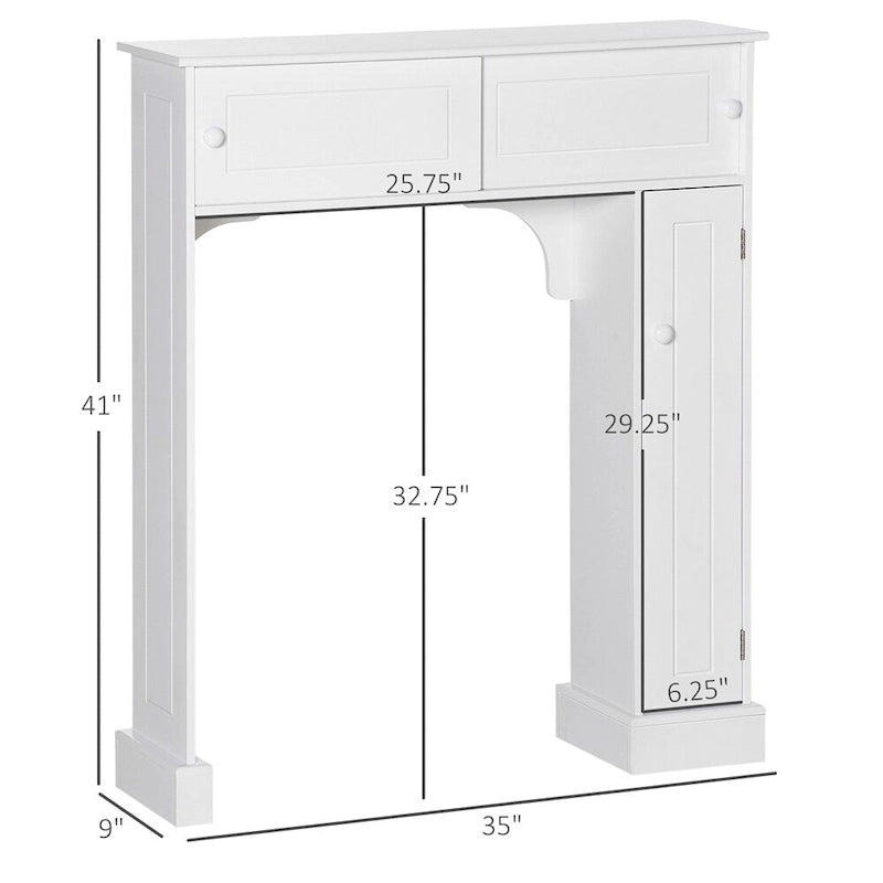 Over Toilet Cabinet with 4 Open Cubbies and Sliding Top Cabinet Doors 35 in.