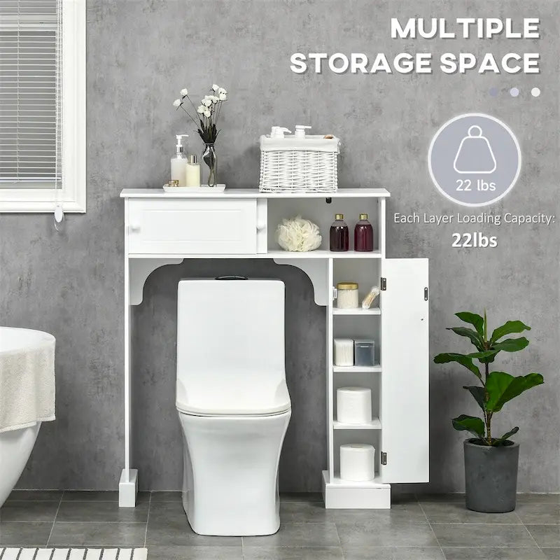 Over Toilet Cabinet with 4 Open Cubbies and Sliding Top Cabinet Doors 35 in.