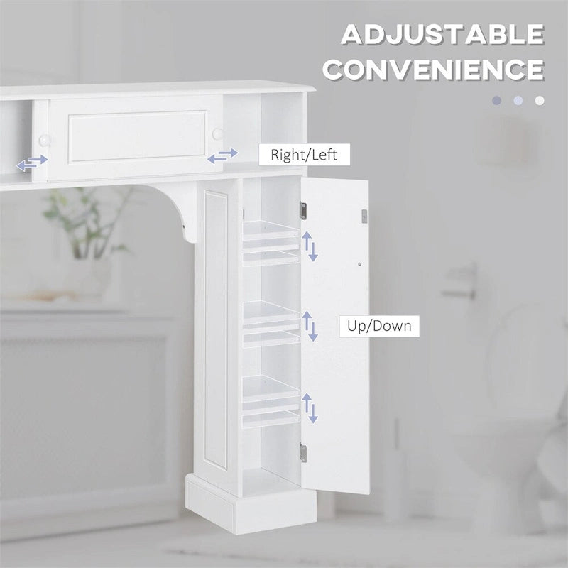 Over Toilet Cabinet with 4 Open Cubbies and Sliding Top Cabinet Doors 35 in.