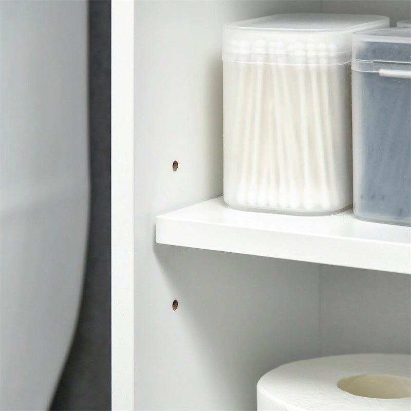 Over Toilet Cabinet with 4 Open Cubbies and Sliding Top Cabinet Doors 35 in.