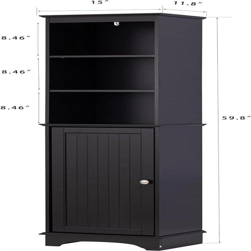 Tall Freestanding Storage Cabinet with 3 Open Shelves and Closed Cabinet