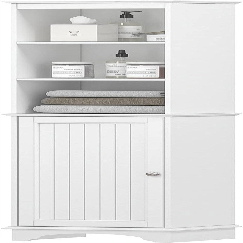 Tall Freestanding Storage Cabinet with 3 Open Shelves and Closed Cabinet