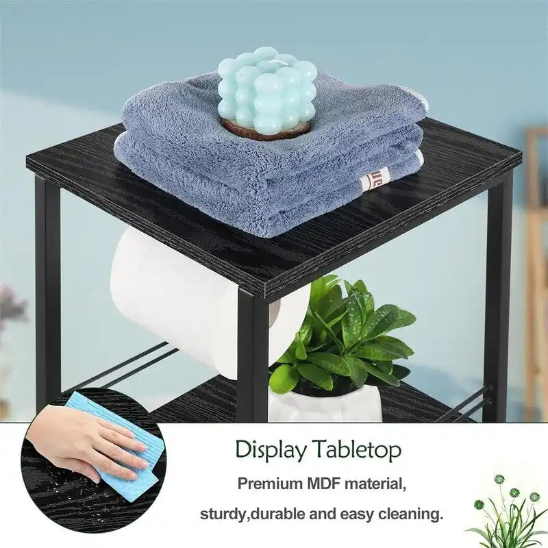 3 Tier Bathroom Storage Shelf with Drawer and Toilet Paper Holder 28.1 in.