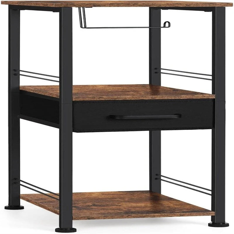 3 Tier Bathroom Storage Shelf with Drawer and Toilet Paper Holder 28.1 in.