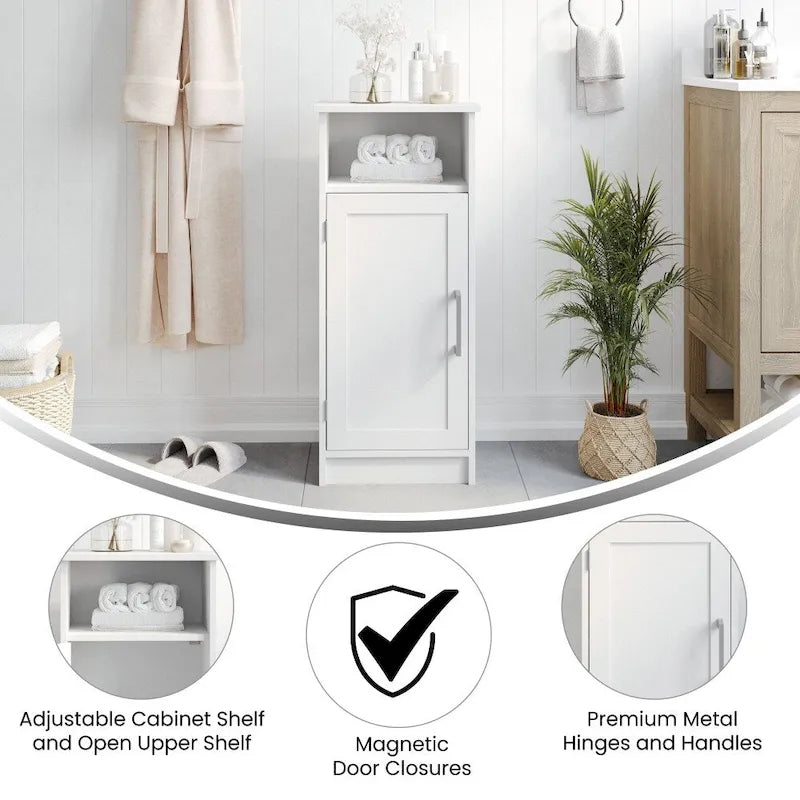 Freestanding Bathroom Storage Cabinet with Magnetic Door and 3 Adjustable Shelves