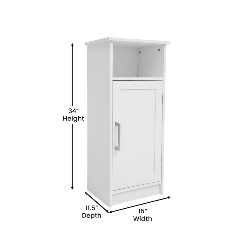 Freestanding Bathroom Storage Cabinet with Magnetic Door and 3 Adjustable Shelves