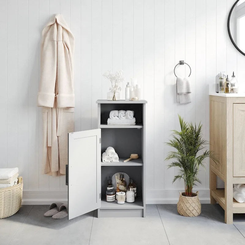 Freestanding Bathroom Storage Cabinet with Magnetic Door and 3 Adjustable Shelves