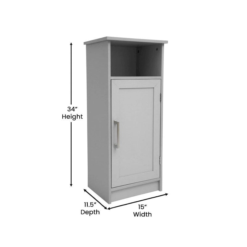 Freestanding Bathroom Storage Cabinet with Magnetic Door and 3 Adjustable Shelves
