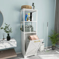 3 Tier Tilt Out Laundry Hamper Cabinet with Metal Hooks 15.7W x 53H in.