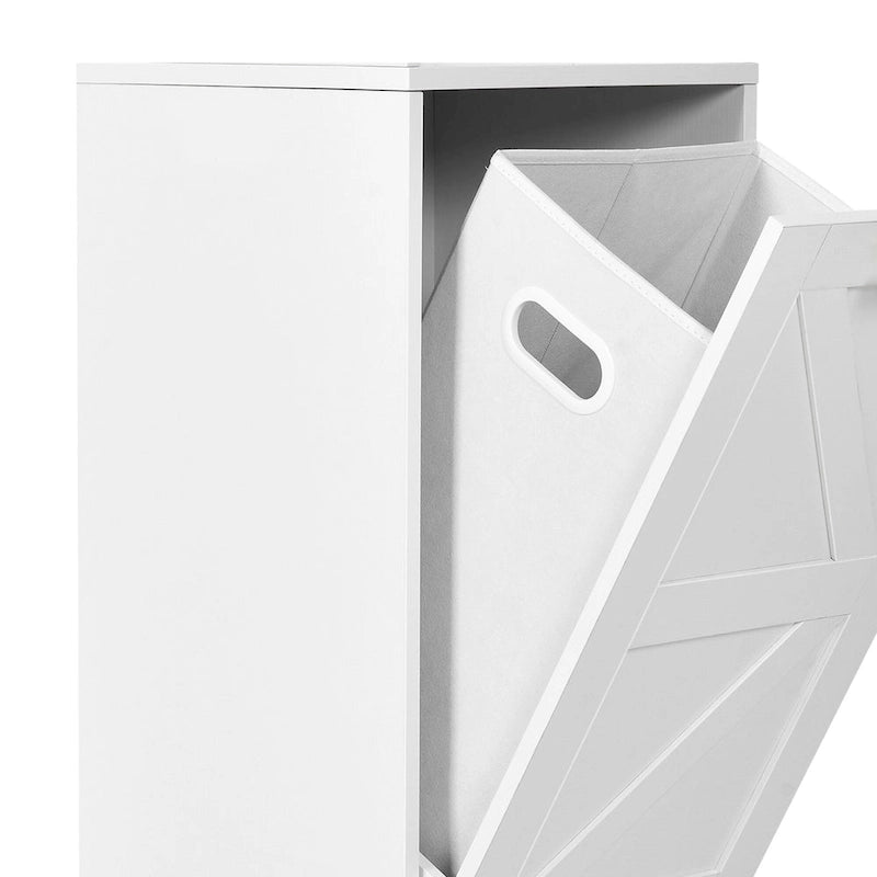 3 Tier Tilt Out Laundry Hamper Cabinet with Metal Hooks 15.7W x 53H in.