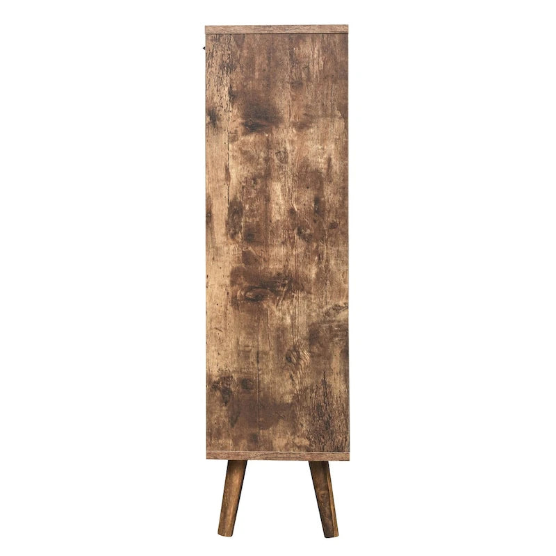 4 Door Freestanding Shoe Cabinet with Double Layer Storage for Entryway