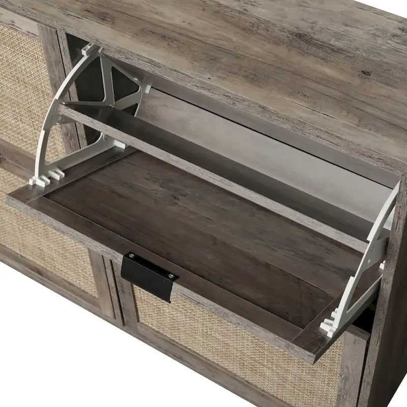 4 Door Freestanding Shoe Cabinet with Double Layer Storage for Entryway