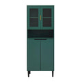 Tall Freestanding Storage Cabinet with Glass Doors Drawers and Anti-tip Device 63 in.