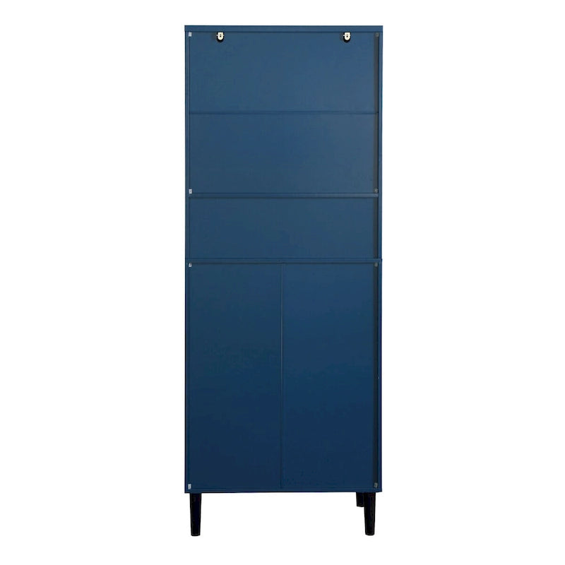 Tall Freestanding Storage Cabinet with Glass Doors Drawers and Anti-tip Device 63 in.