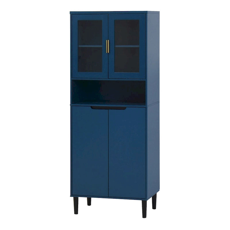 Tall Freestanding Storage Cabinet with Glass Doors Drawers and Anti-tip Device 63 in.