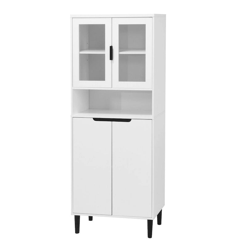 Tall Freestanding Storage Cabinet with Glass Doors Drawers and Anti-tip Device 63 in.